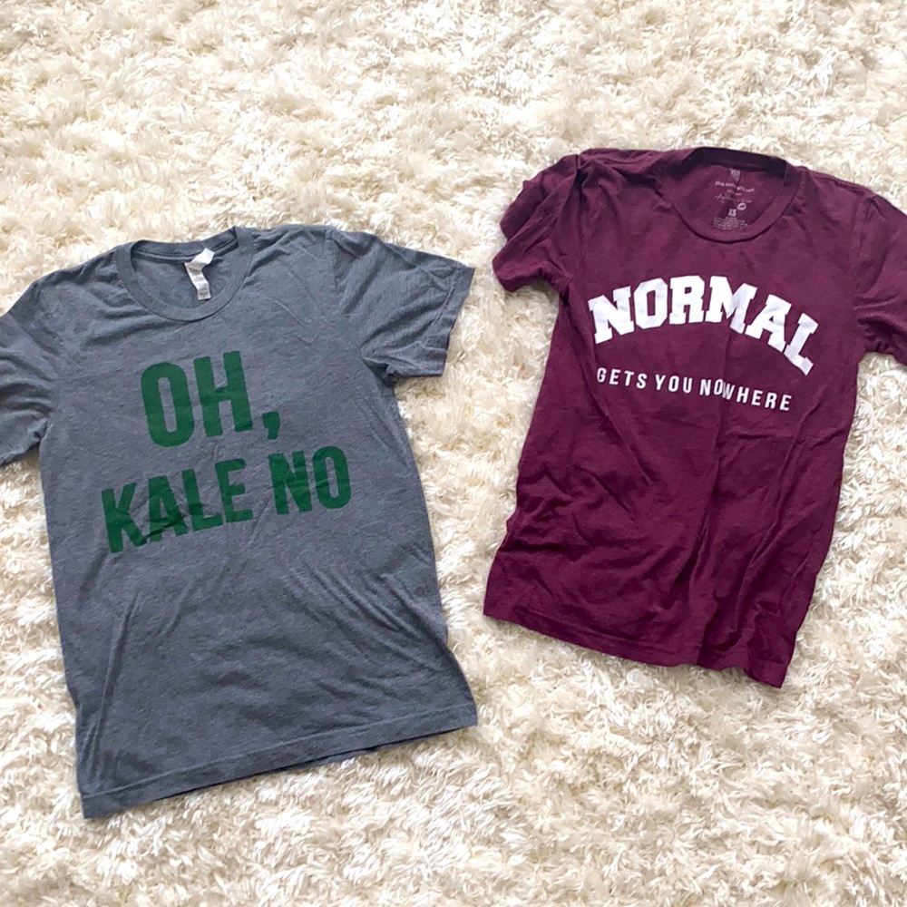 Two t shirts with funny graphics